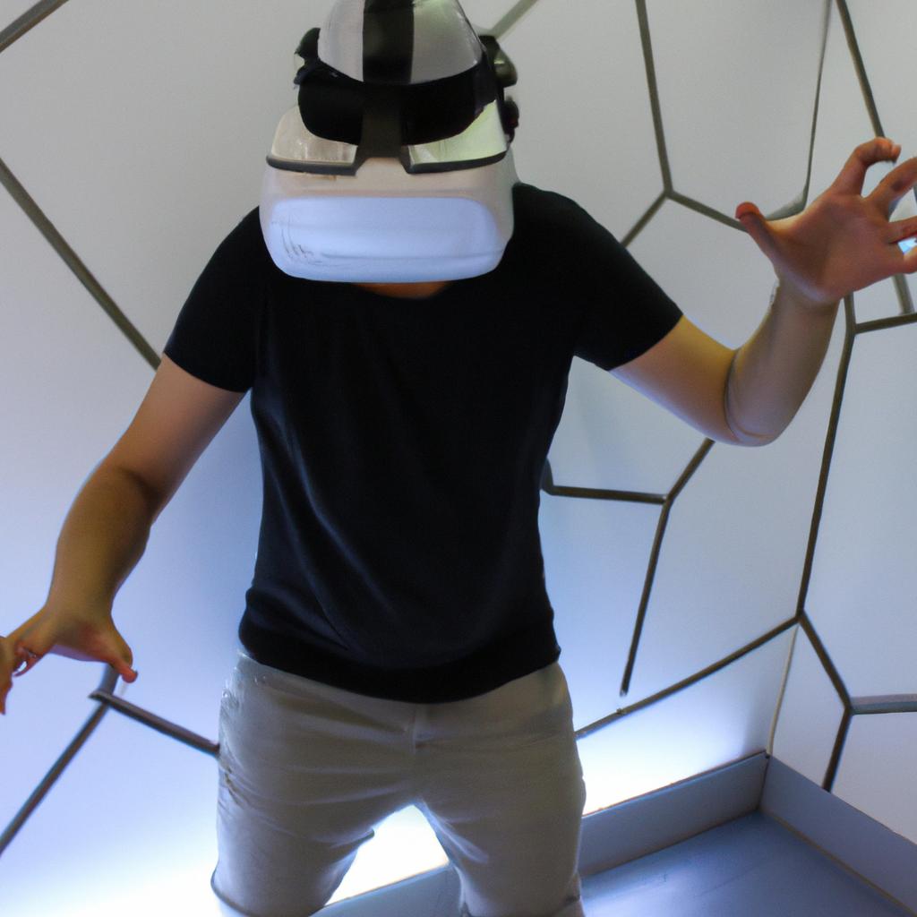 Person exploring virtual reality adventure